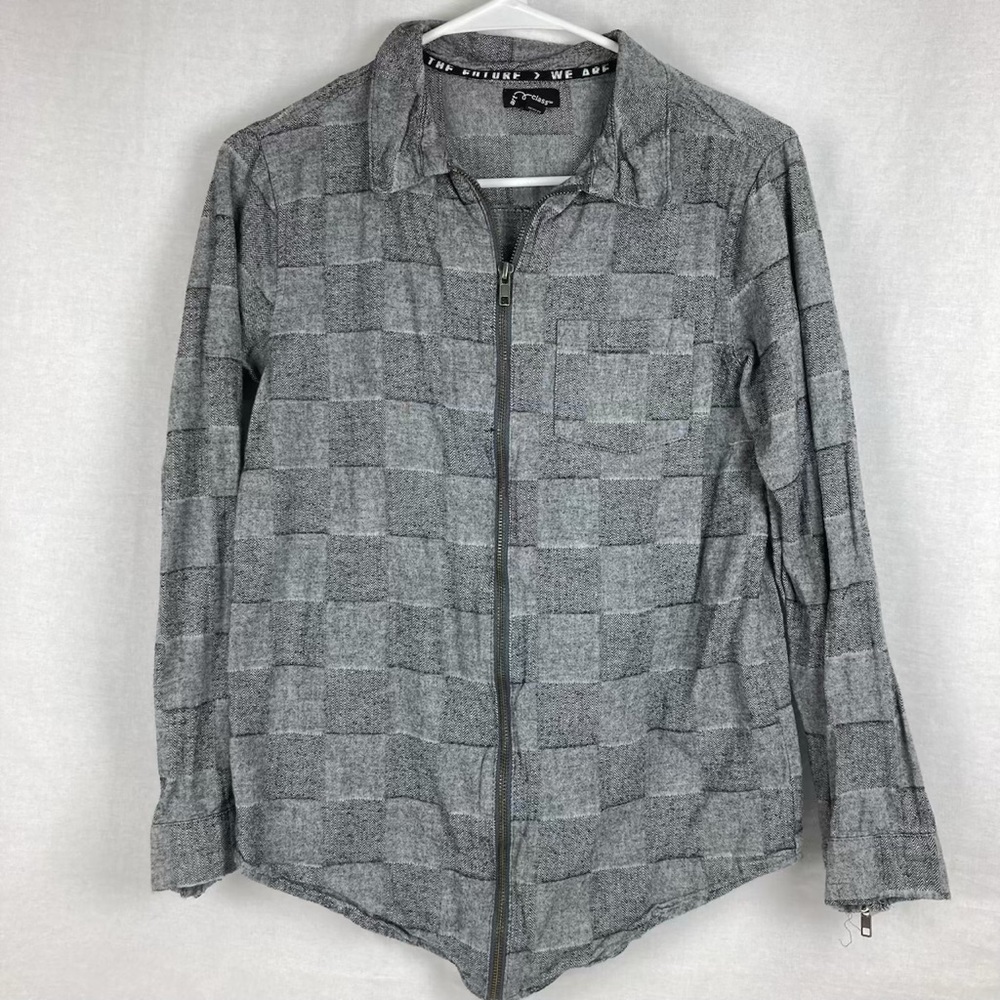 art class Gray Checked Zip-Front Shirt Jacket Boys XL